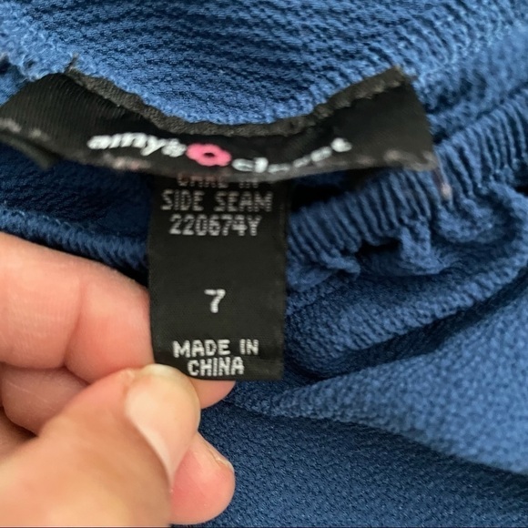 Amy's Closet Cold Shoulder Crochet Trim Sleeves Blue Boho Spanish Style Dress 7 - Picture 4 of 7